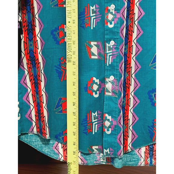 VTG Wrangler Brushpopper Shirt 16.5 *READ 34, X-Long Tails Aztec Southwest - Picture 6 of 14